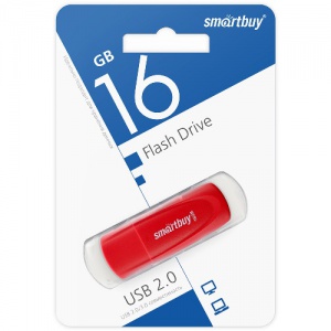 USB-Flash 2.0 16Gb Smartbuy Scout; Red (SB016GB2SCR)