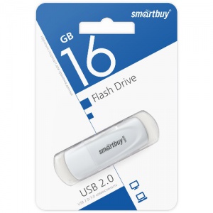 USB-Flash 2.0 16Gb Smartbuy Scout; White (SB016GB2SCW)