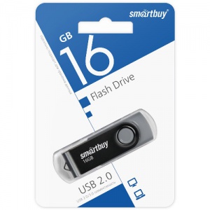 USB-Flash 2.0 16Gb Smartbuy Twist; Black (SB016GB2TWK)