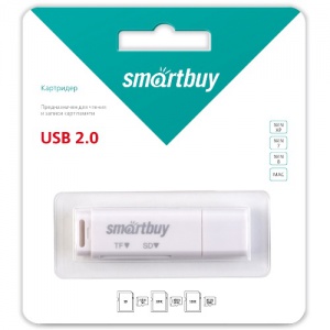 Картридер USB 2.0 Smartbuy SBR-715-W; microSD, SD; White