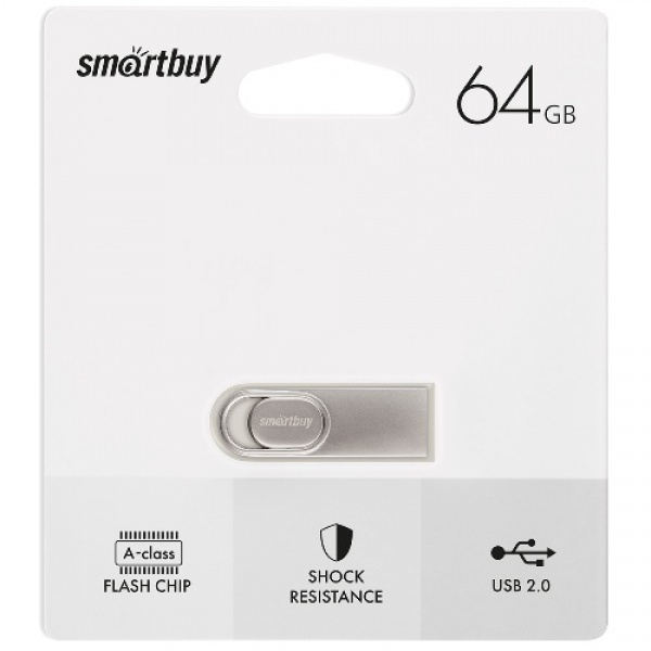 USB-Flash 2.0 64Gb Smartbuy M3 Metal; Silver (SB64GBM3)
