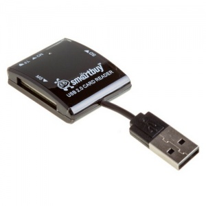 Картридер USB 2.0 Smartbuy SBR-713-K; microSD, SD, MMC, MS; Black