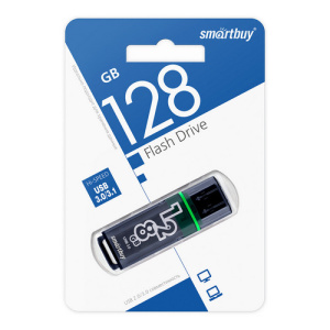 USB-Flash 3.0 128Gb Smartbuy Glossy; Dark Gray