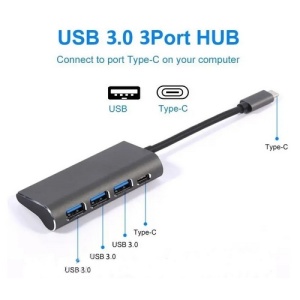 Концентратор HUB Type-C на USB 3.0 MDN metal; 3-port; Gray
