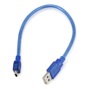 Кабель USB2.0 AM/mini USB (5pin); 0.3m; Blue