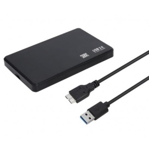 Карман для HDD 2,5" SATA to USB 3.0 пластик; безвинтовая сборка (Black)