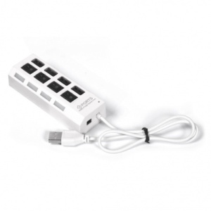 Концентратор HUB USB 2.0 Smartbuy SBHA-7204-W; 4-port с кнопками выключения; White